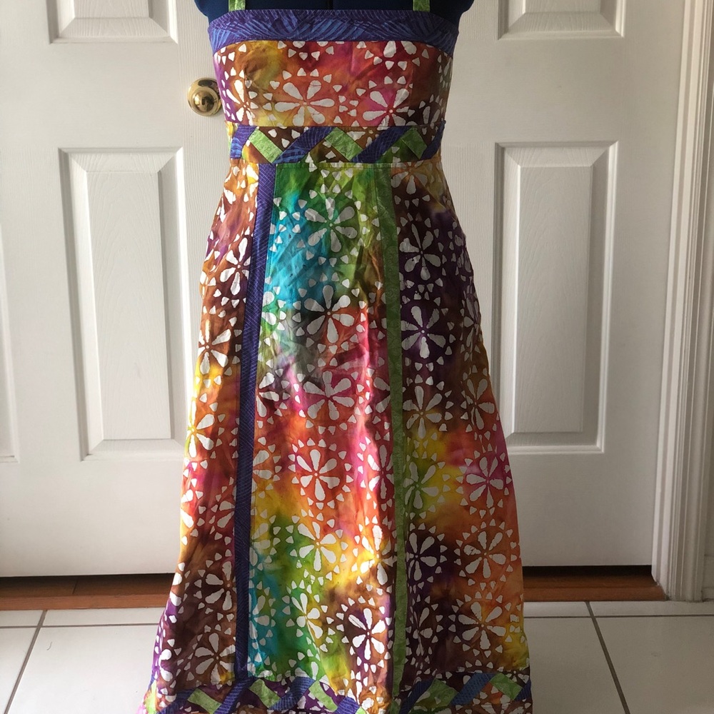 70s style handmade batik dress